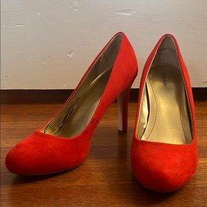 Red suede heels